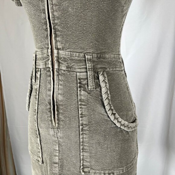 REVOLVE SHOW ME YOUR MUMU Outlaw Dress XS Sage Green Corduroy NWOT Zip Up Mini - Picture 9 of 16